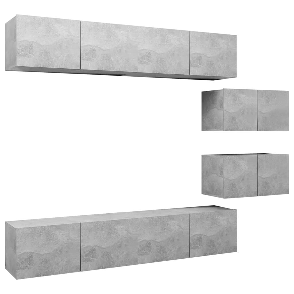 Ensemble de meubles TV 6 pcs Gris béton Bois d'ingénierie - XIOS