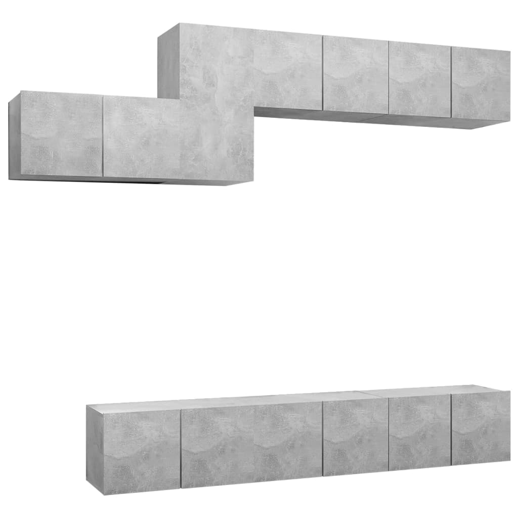 Ensemble de meubles TV 7 pcs Gris béton Bois d'ingénierie - XIOS