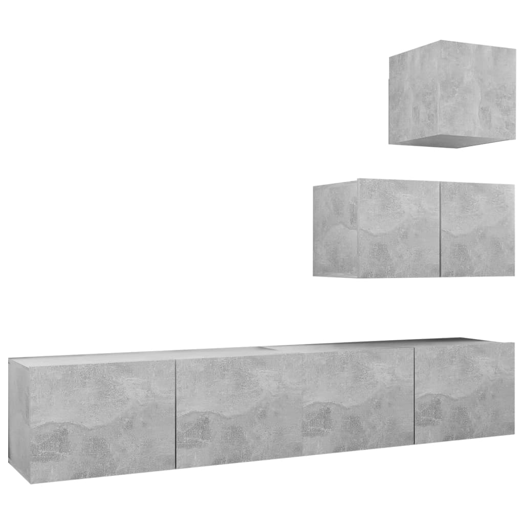 Ensemble de meubles TV 4 pcs Gris béton Bois d'ingénierie - XIOS