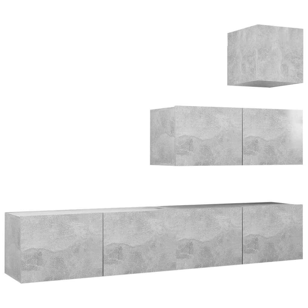 Ensemble de meubles TV 4 pcs Gris béton Bois d'ingénierie - XIOS