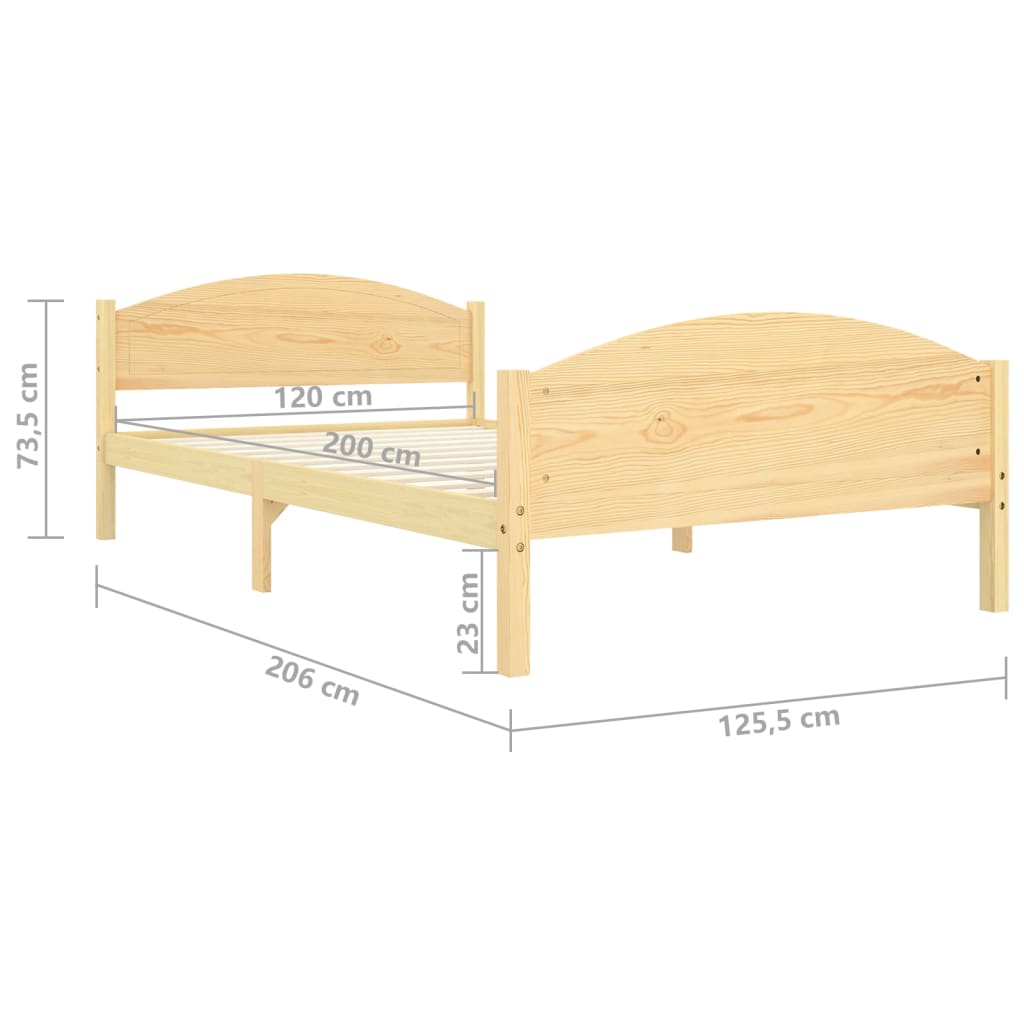 Cadre de lit sans matelas bois de pin massif 120x200 cm - XIOS
