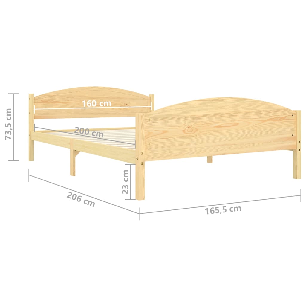 Cadre de lit sans matelas bois massif de pin 160x200 cm - XIOS