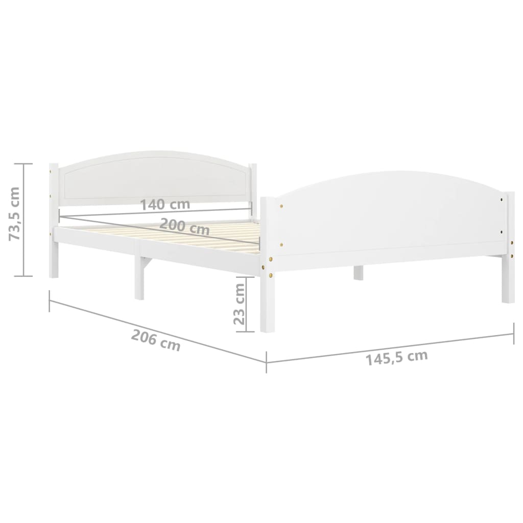 Cadre de lit sans matelas blanc bois de pin massif 140x200 cm - XIOS