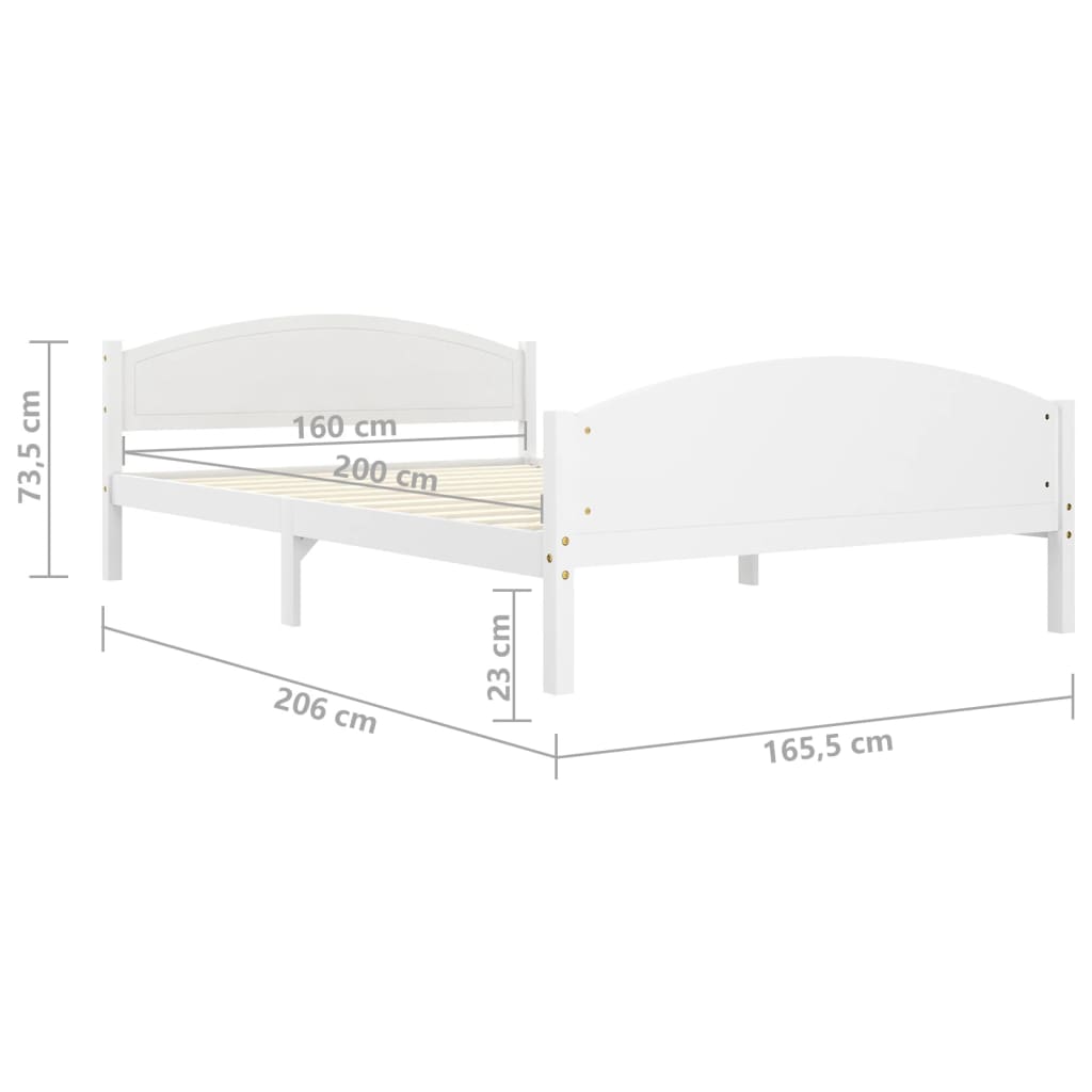 Cadre de lit sans matelas blanc bois de pin massif 160x200 cm - XIOS