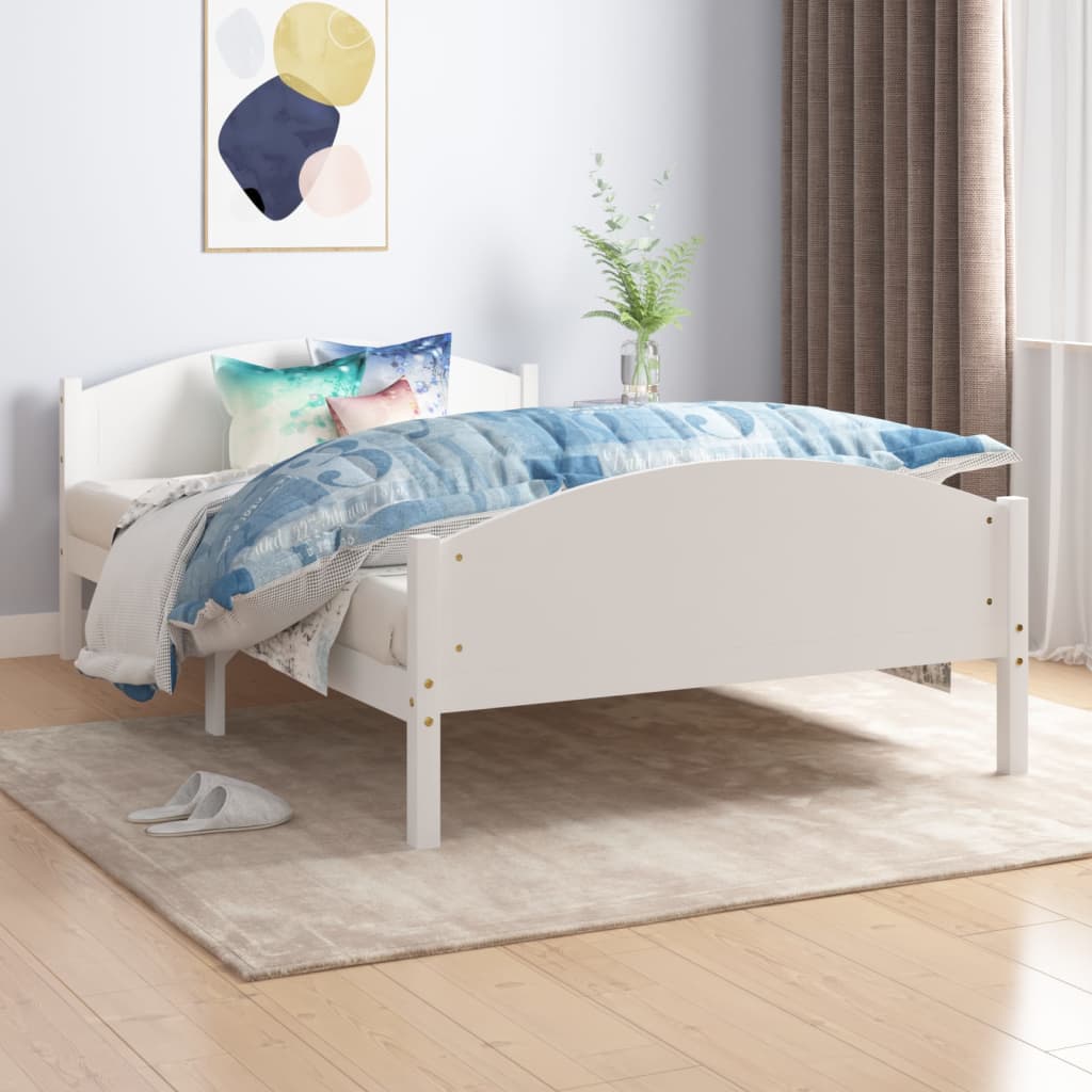 Cadre de lit sans matelas blanc bois de pin massif 160x200 cm - XIOS