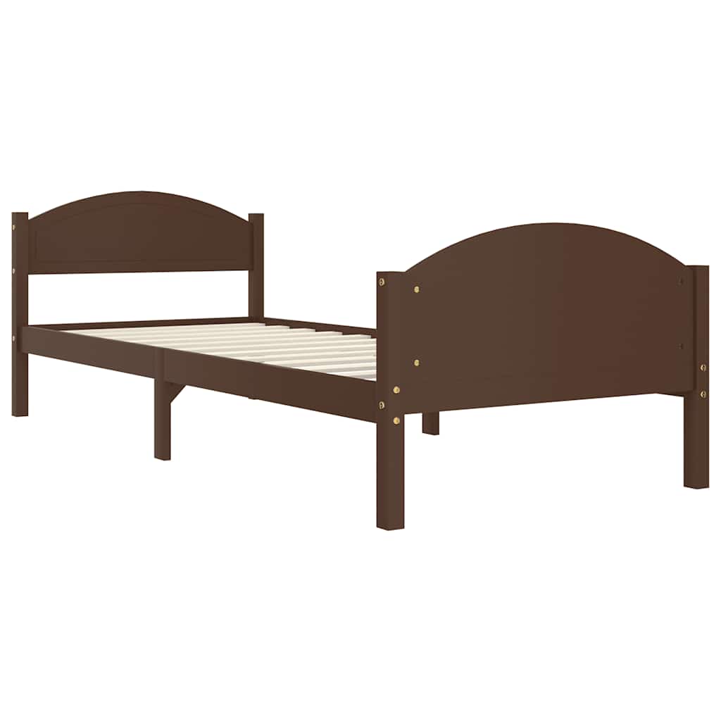 Cadre de lit sans matelas marron foncé pin massif 100x200 cm - XIOS