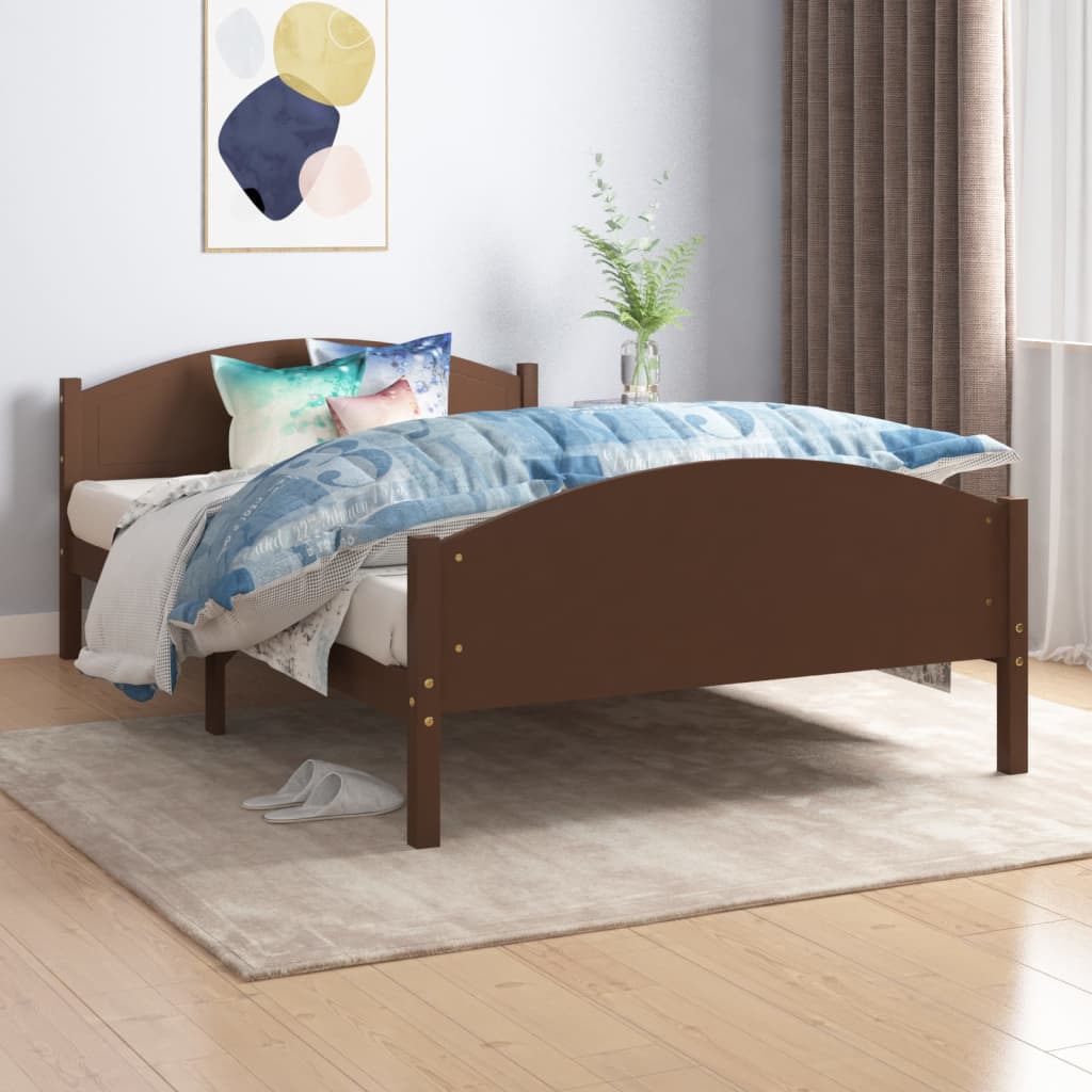 Cadre de lit sans matelas marron foncé pin massif 120x200 cm - XIOS