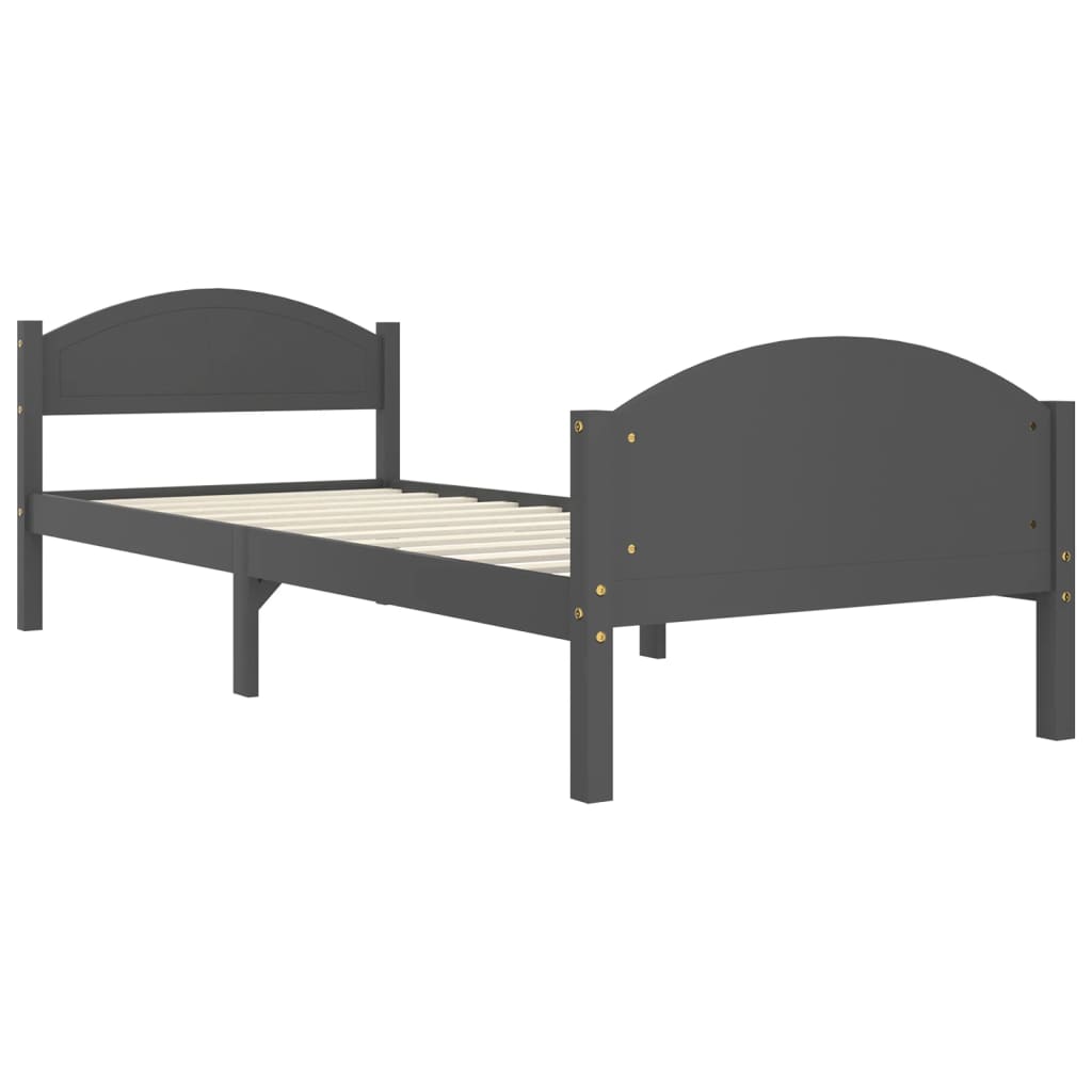 Cadre de lit sans matelas gris foncé pin massif 100x200 cm - XIOS