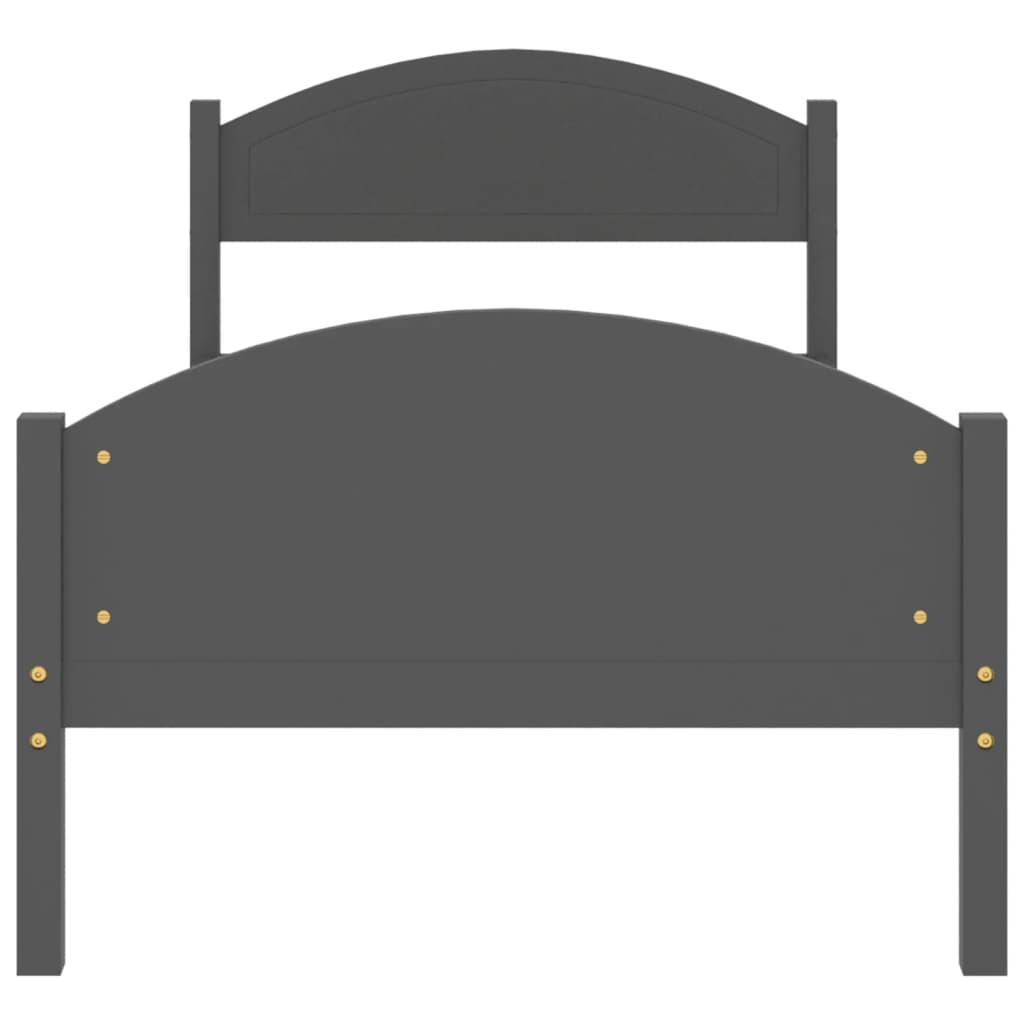 Cadre de lit sans matelas gris foncé pin massif 100x200 cm - XIOS