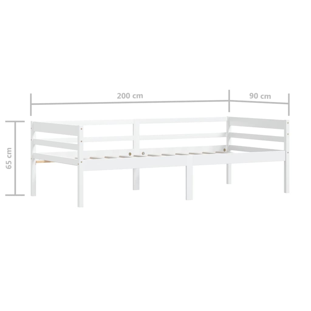 Cadre de lit sans matelas blanc bois de pin massif 90x200 cm - XIOS