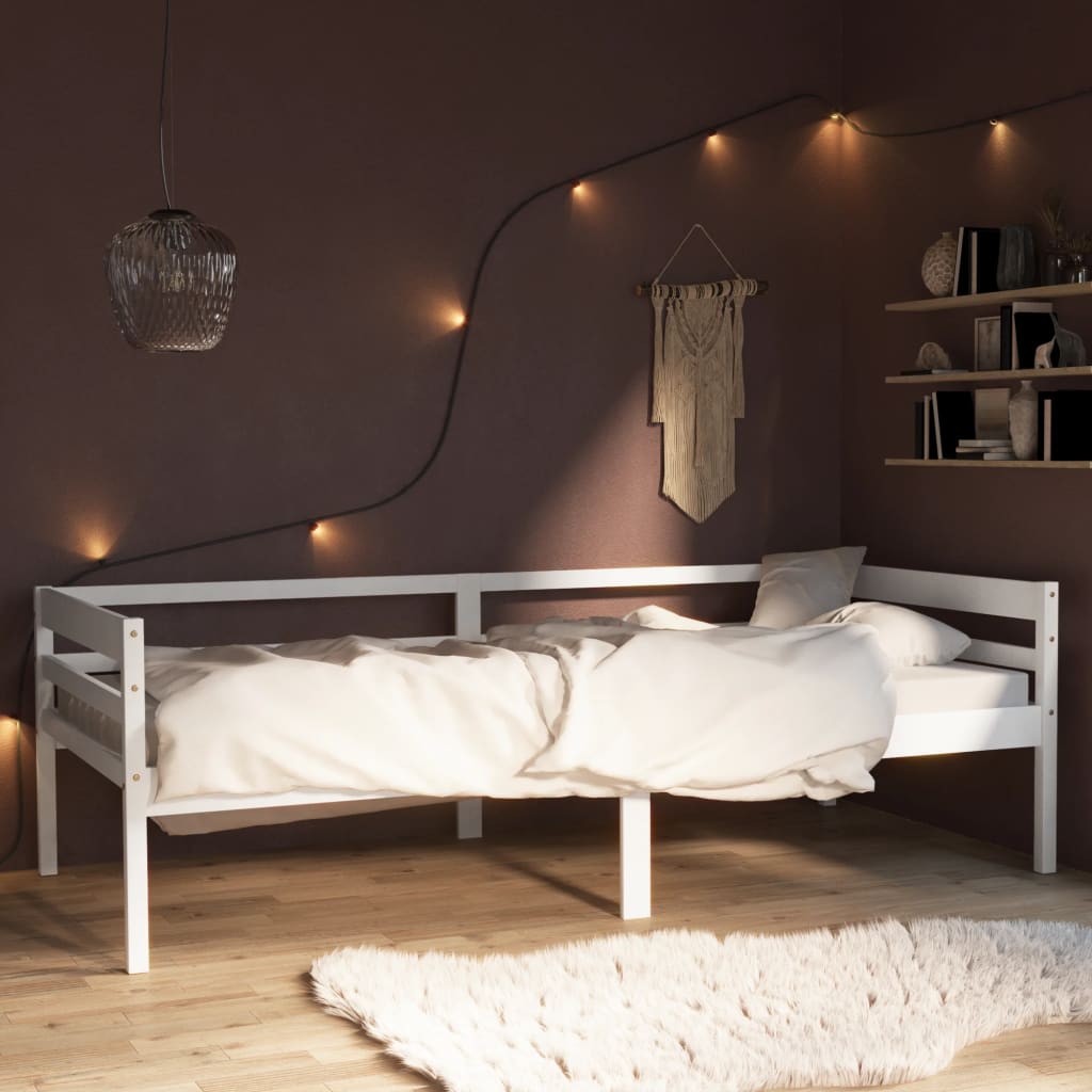 Cadre de lit sans matelas blanc bois de pin massif 90x200 cm - XIOS