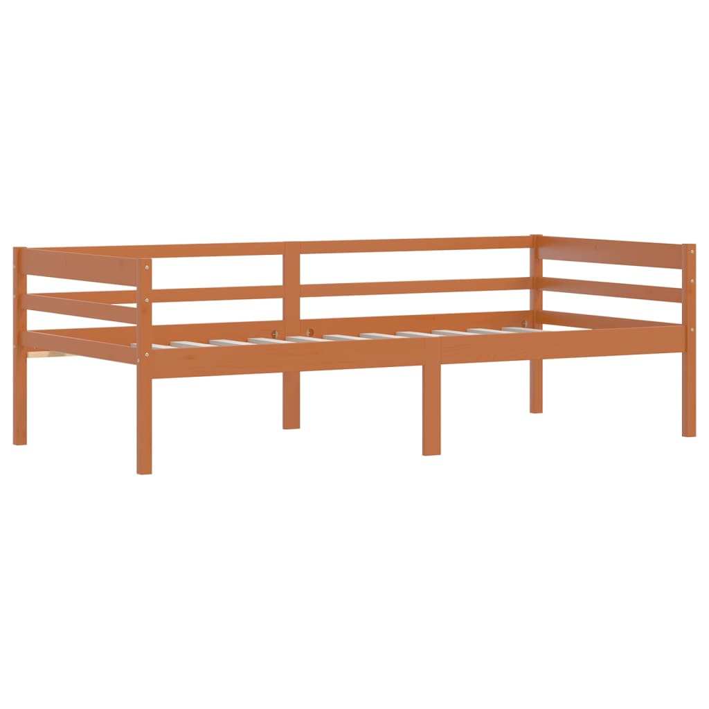 Cadre de lit sans matelas Marron miel Bois pin massif 90x200 cm - XIOS