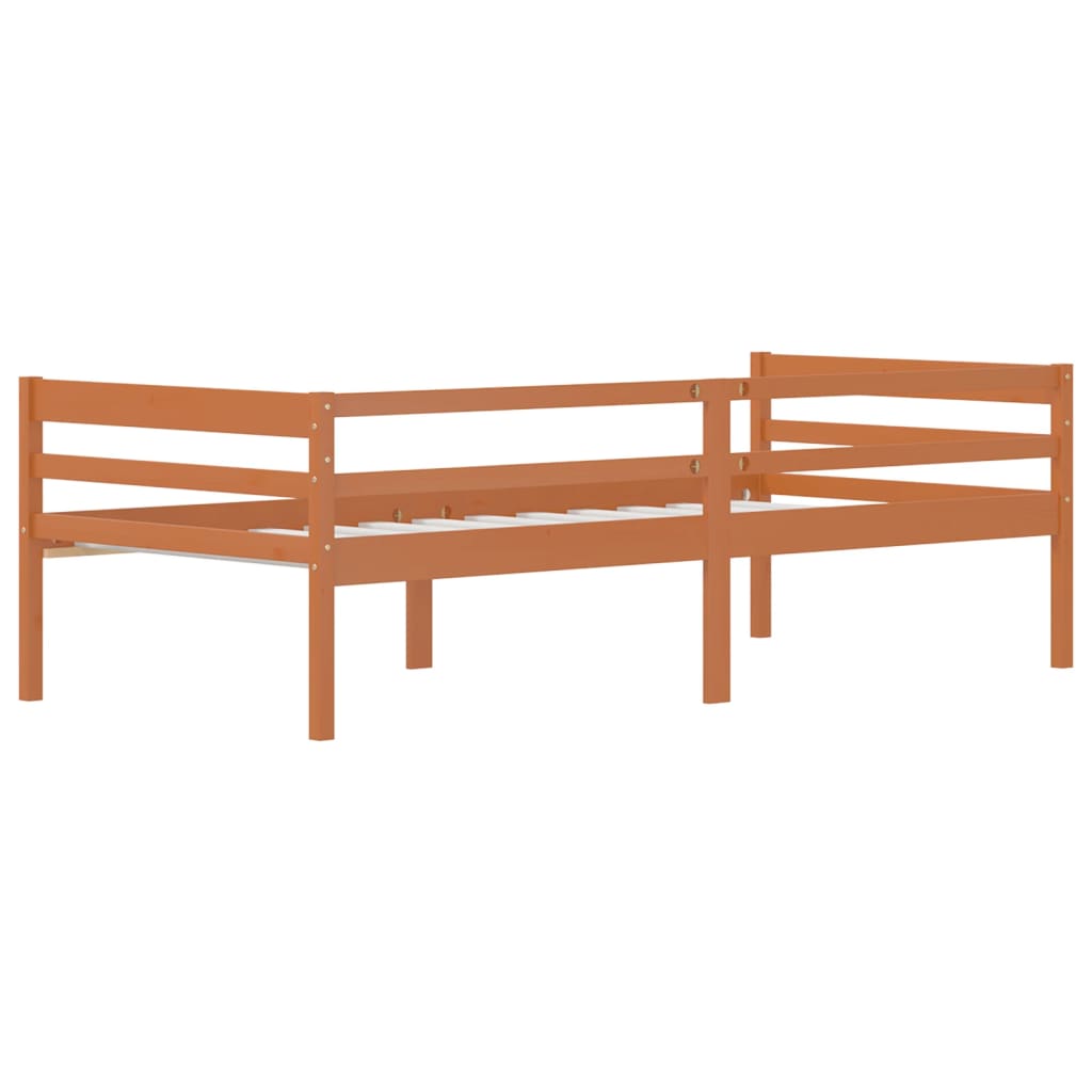 Cadre de lit sans matelas Marron miel Bois pin massif 90x200 cm - XIOS