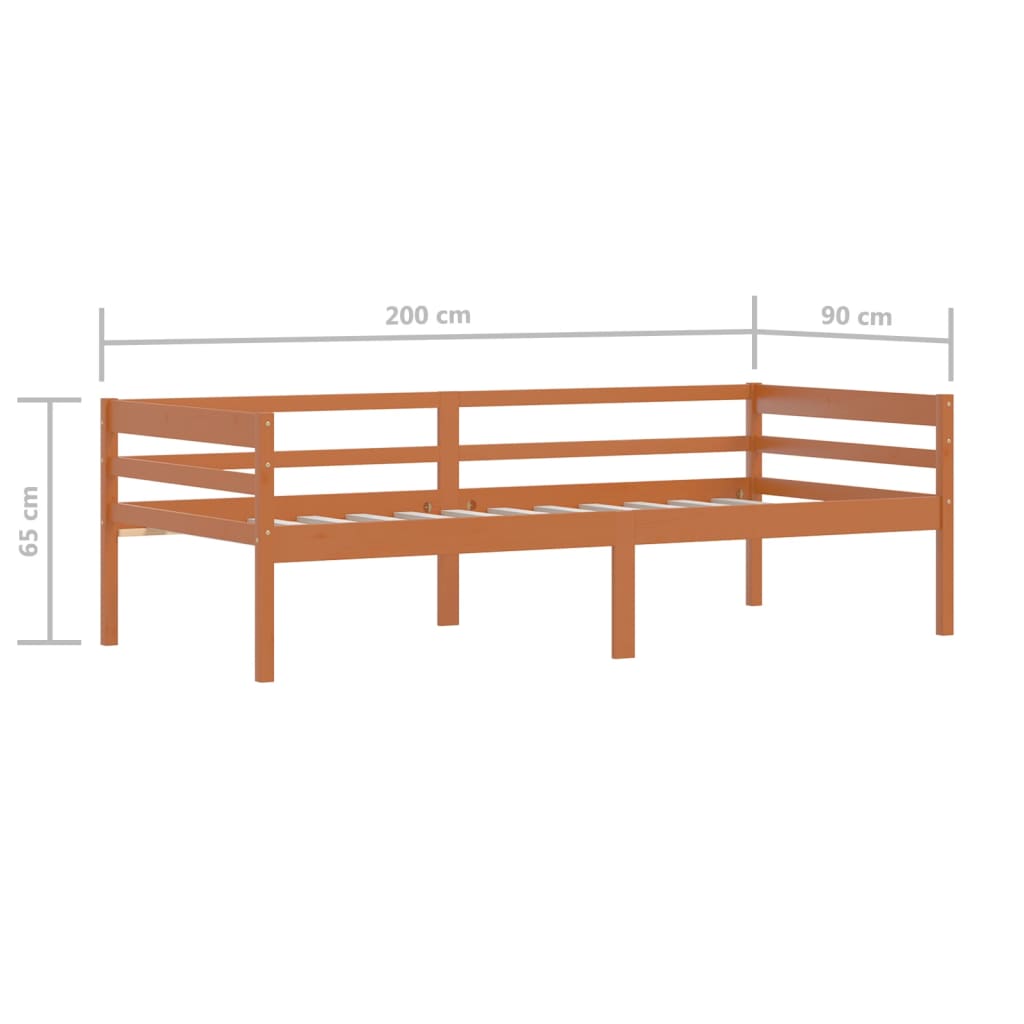 Cadre de lit sans matelas Marron miel Bois pin massif 90x200 cm - XIOS