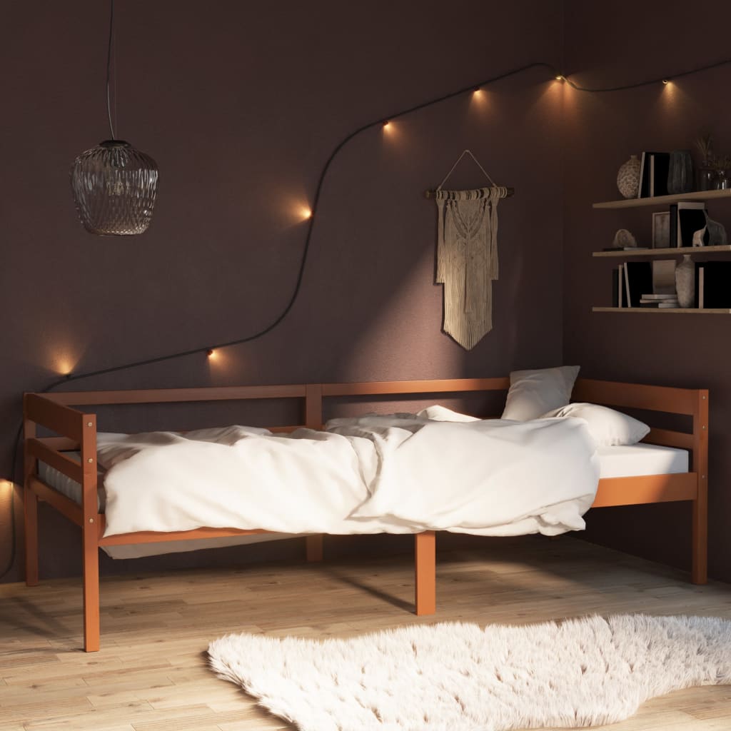 Cadre de lit sans matelas Marron miel Bois pin massif 90x200 cm - XIOS