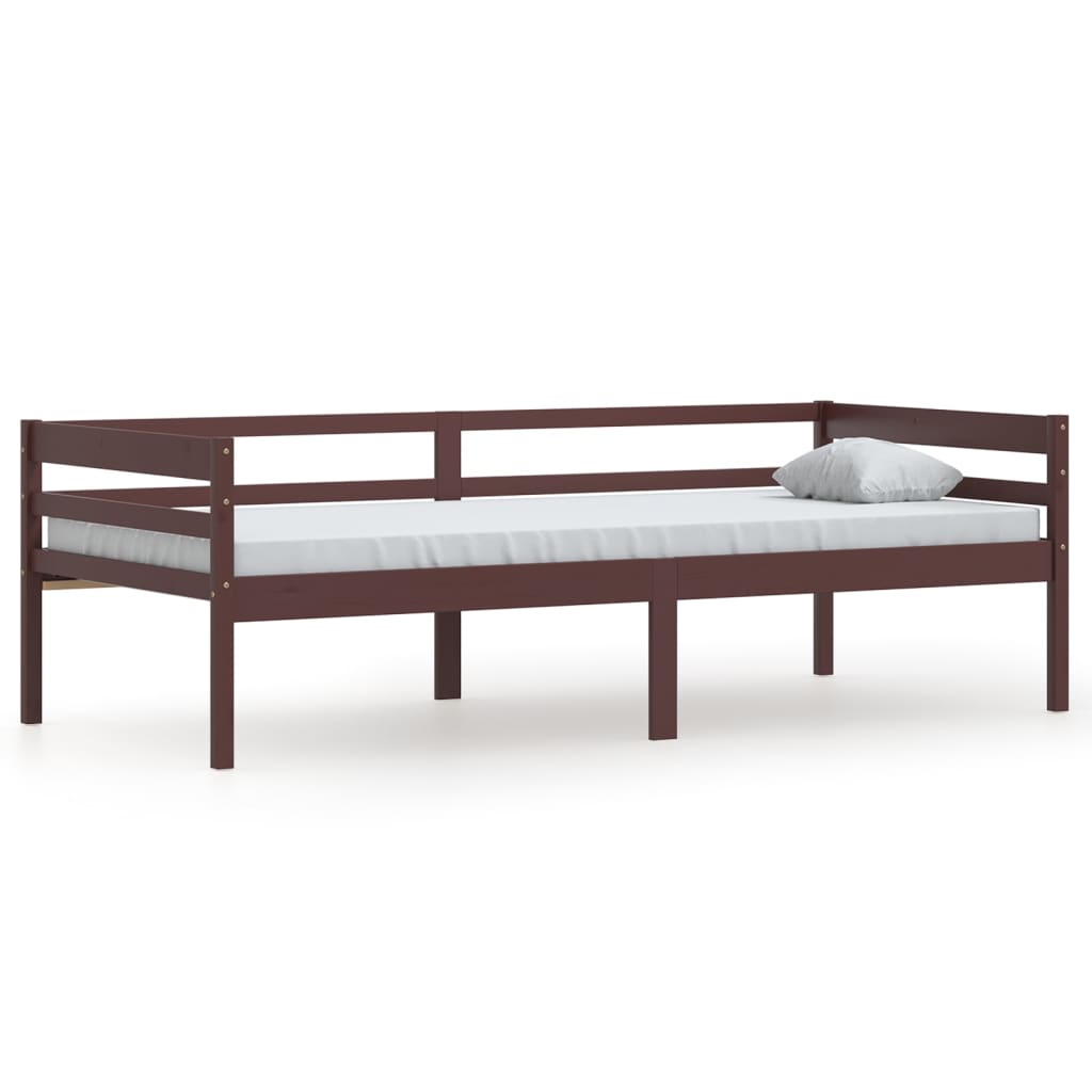 Cadre de lit sans matelas marron foncé bois pin massif 90x200cm - XIOS