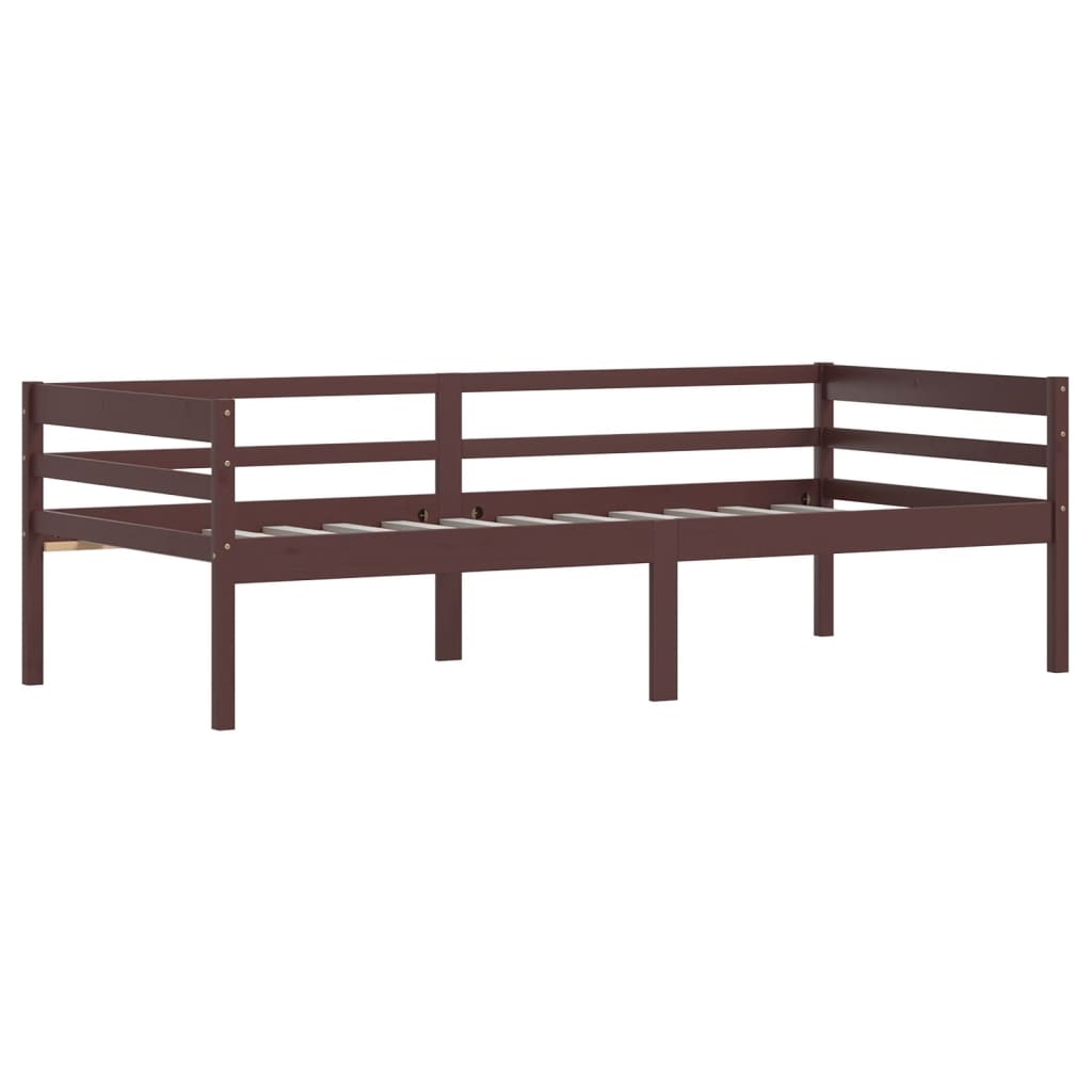 Cadre de lit sans matelas marron foncé bois pin massif 90x200cm - XIOS