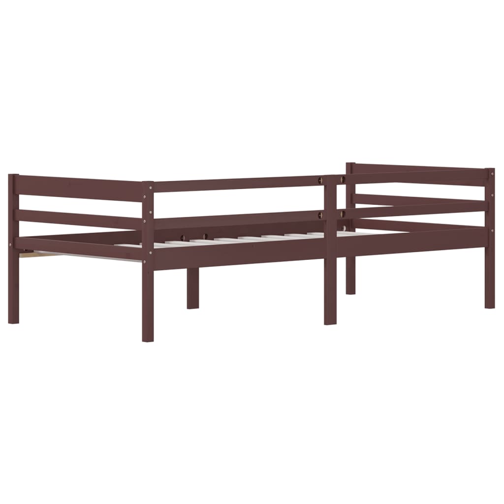 Cadre de lit sans matelas marron foncé bois pin massif 90x200cm - XIOS