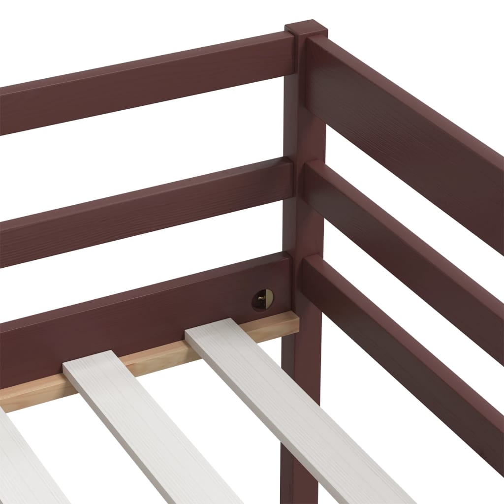 Cadre de lit sans matelas marron foncé bois pin massif 90x200cm - XIOS
