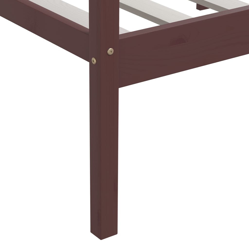Cadre de lit sans matelas marron foncé bois pin massif 90x200cm - XIOS