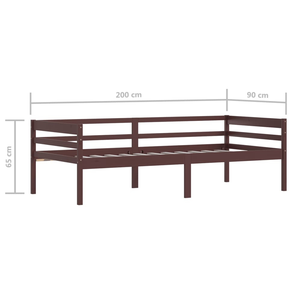 Cadre de lit sans matelas marron foncé bois pin massif 90x200cm - XIOS