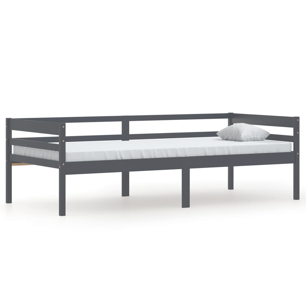 Cadre de lit sans matelas gris foncé bois pin massif 90x200cm - XIOS