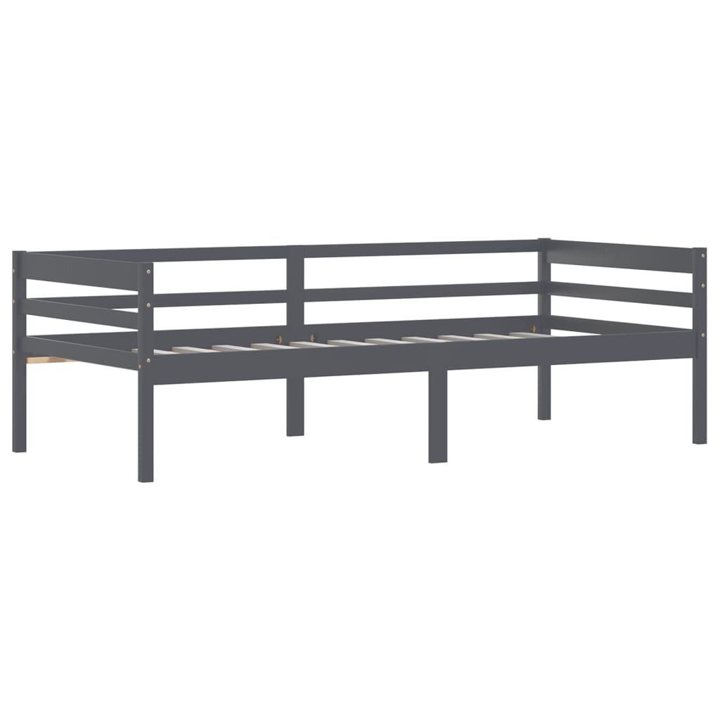 Cadre de lit sans matelas gris foncé bois pin massif 90x200cm - XIOS