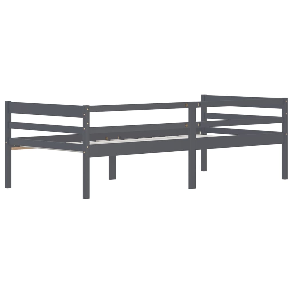 Cadre de lit sans matelas gris foncé bois pin massif 90x200cm - XIOS