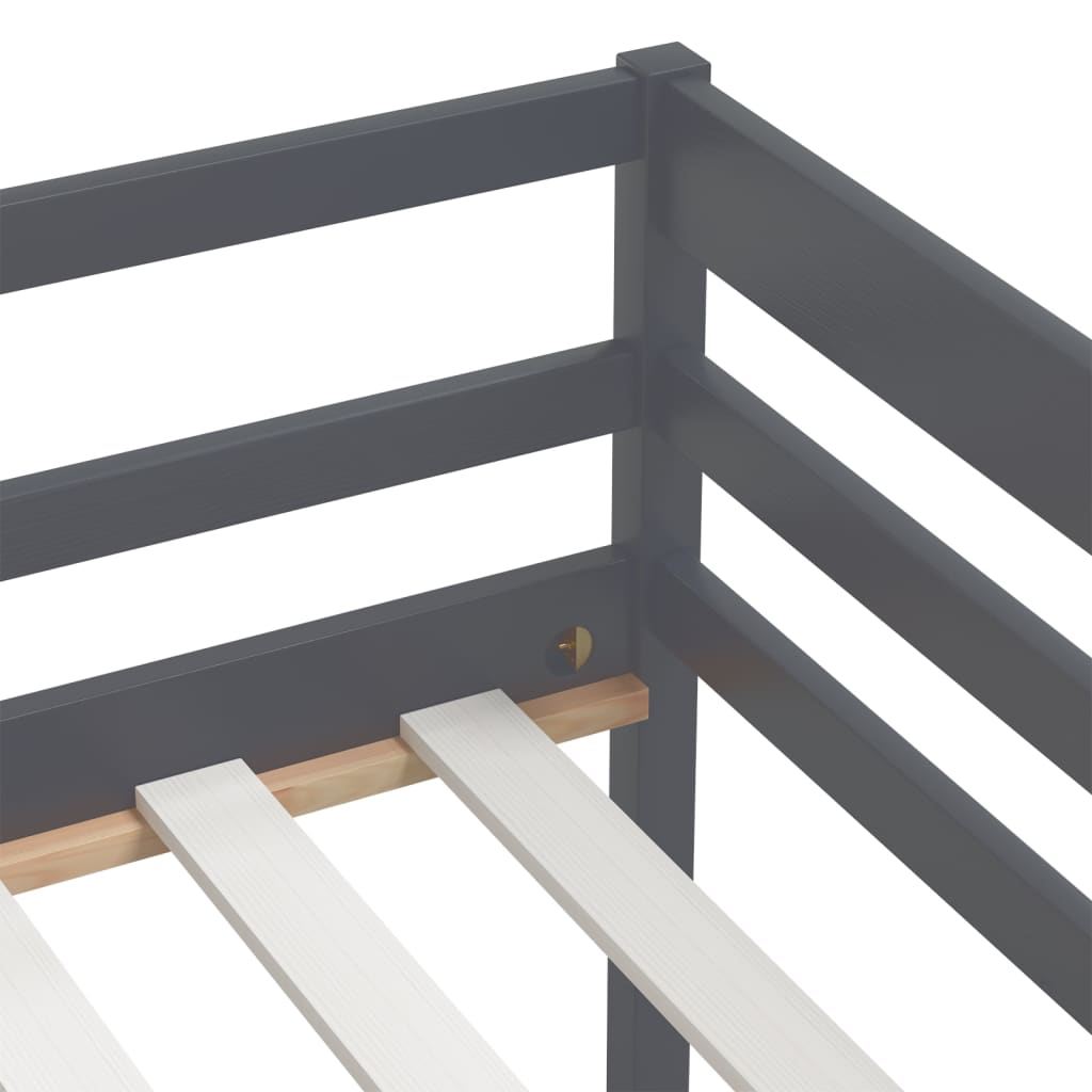 Cadre de lit sans matelas gris foncé bois pin massif 90x200cm - XIOS