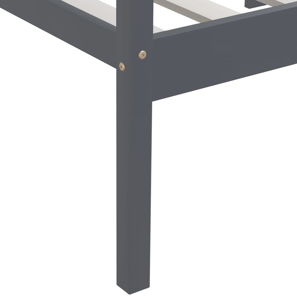 Cadre de lit sans matelas gris foncé bois pin massif 90x200cm - XIOS