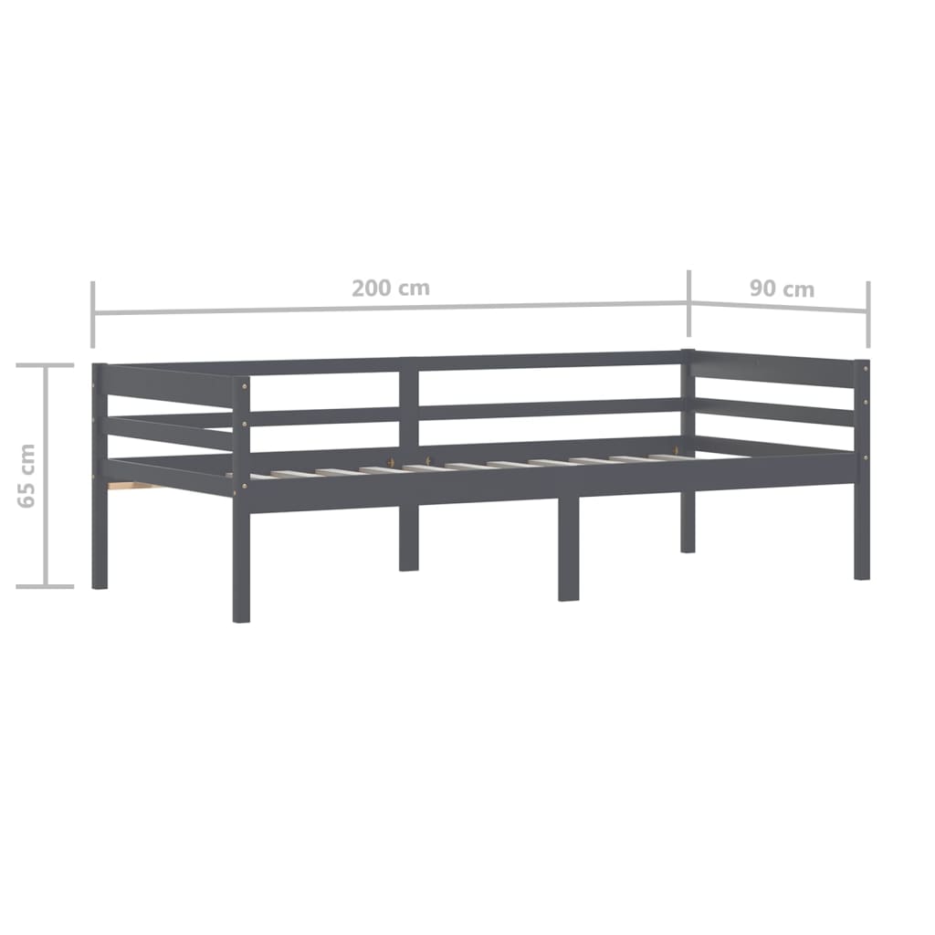 Cadre de lit sans matelas gris foncé bois pin massif 90x200cm - XIOS