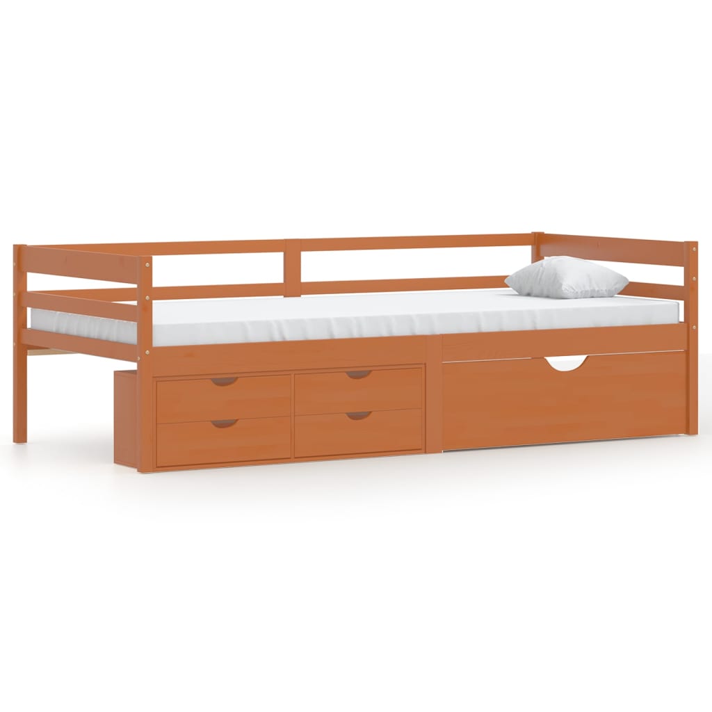 Cadre de lit avec rangement sans matelas marron miel 90x200 cm - XIOS