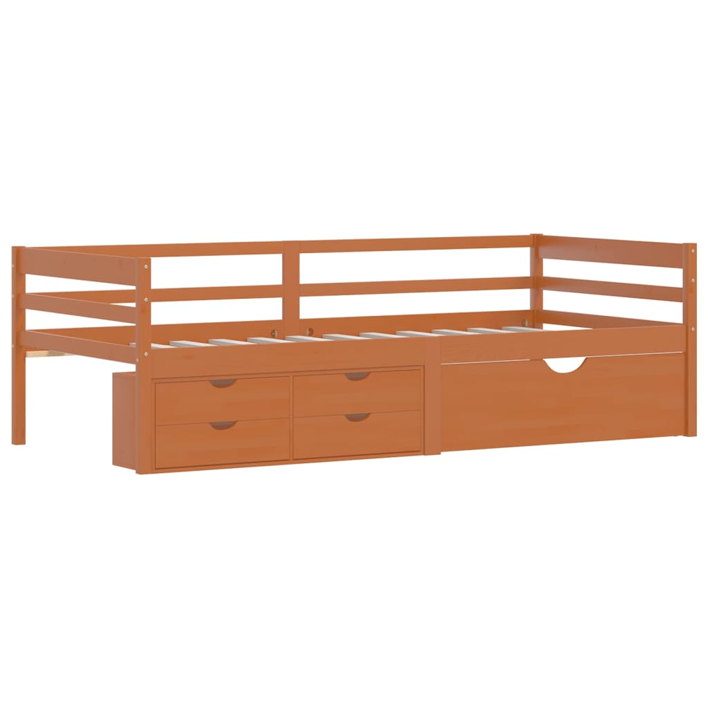 Cadre de lit avec rangement sans matelas marron miel 90x200 cm - XIOS