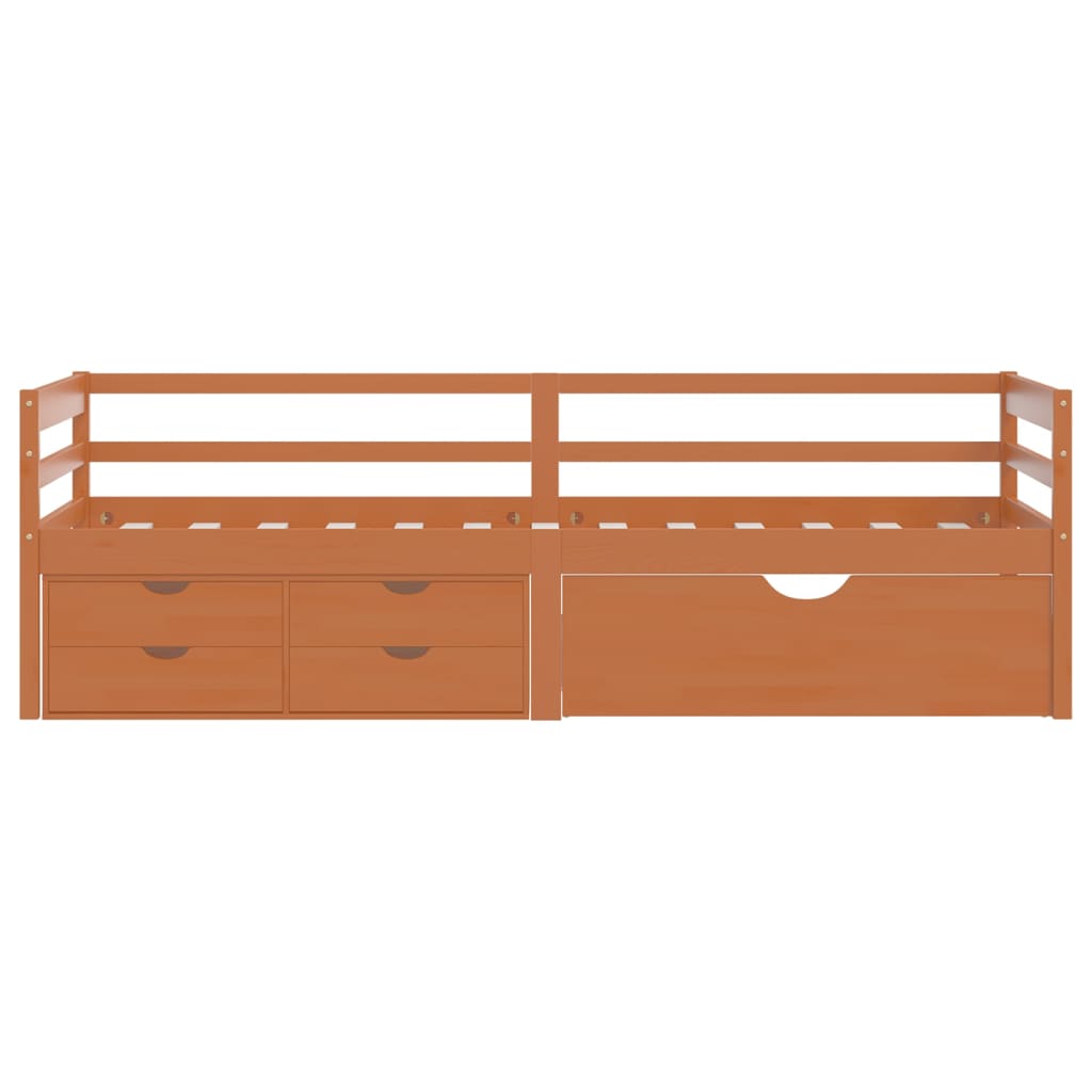 Cadre de lit avec rangement sans matelas marron miel 90x200 cm - XIOS
