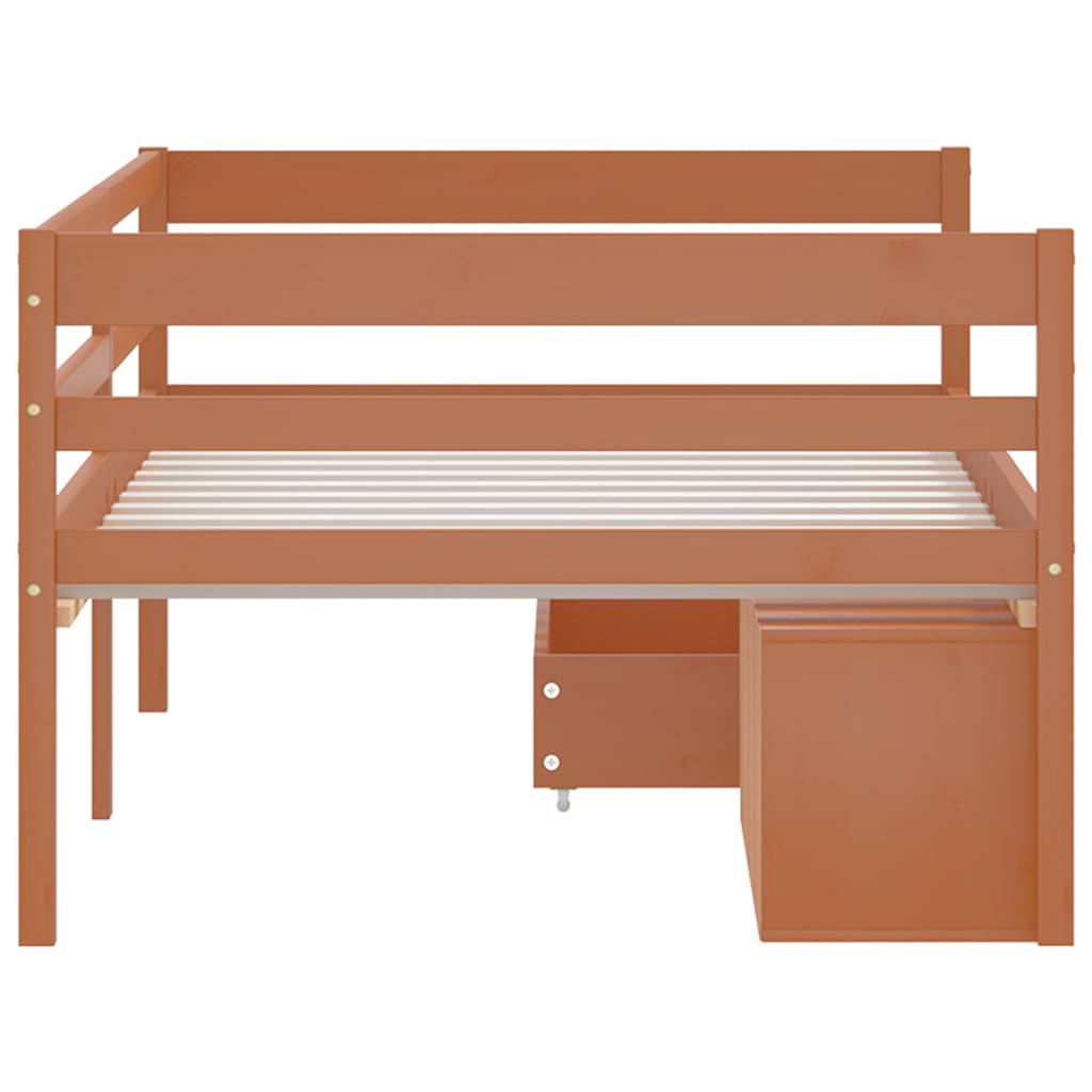 Cadre de lit avec rangement sans matelas marron miel 90x200 cm - XIOS