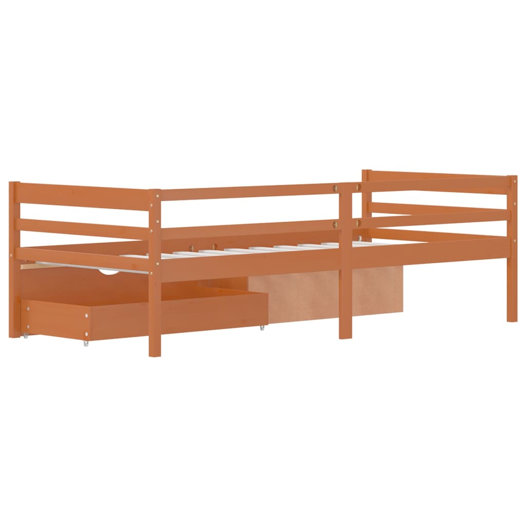 Cadre de lit avec rangement sans matelas marron miel 90x200 cm - XIOS