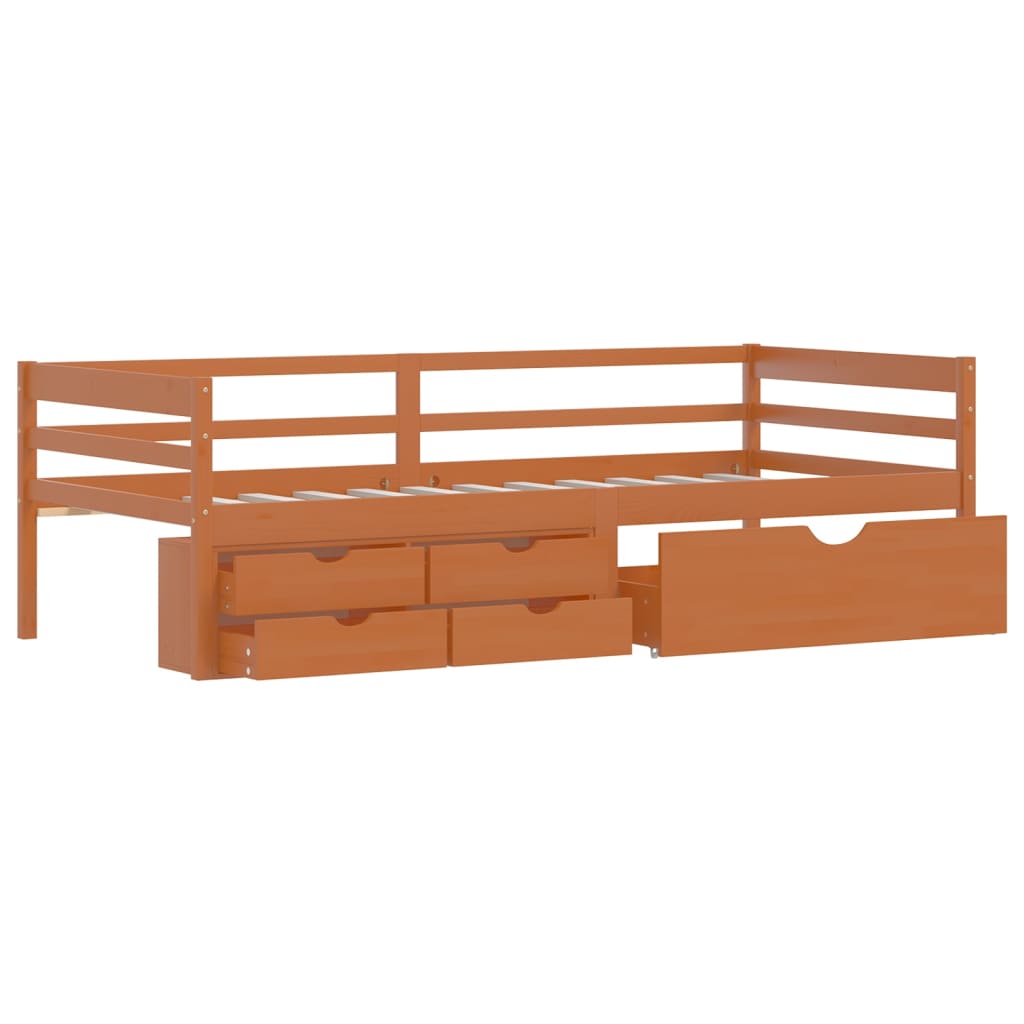 Cadre de lit avec rangement sans matelas marron miel 90x200 cm - XIOS