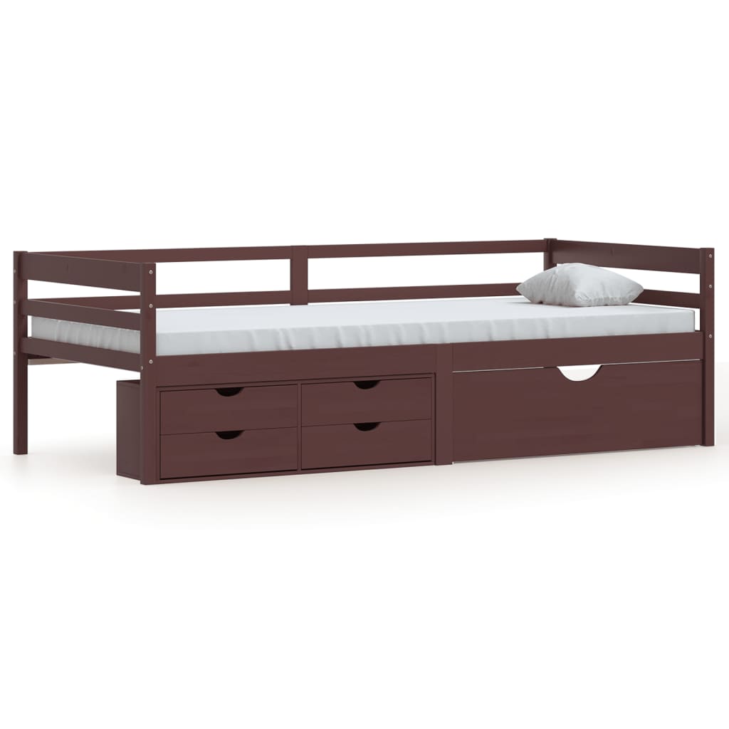 Cadre de lit avec rangement sans matelas marron foncé 90x200 cm - XIOS