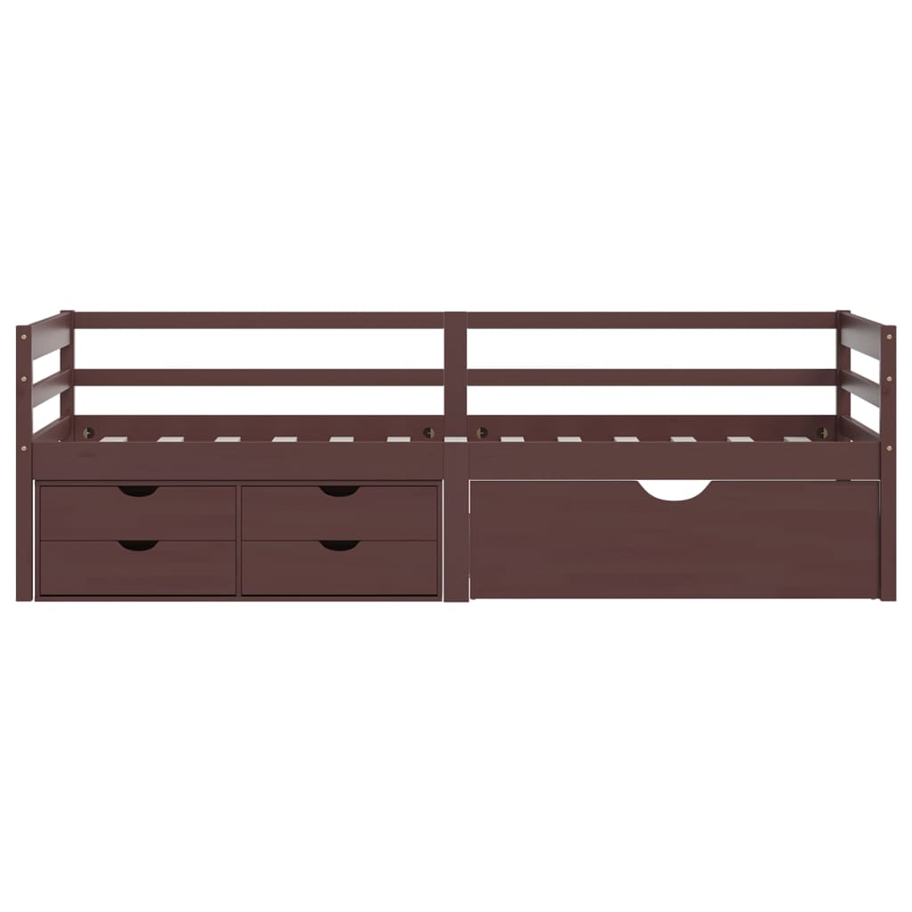 Cadre de lit avec rangement sans matelas marron foncé 90x200 cm - XIOS