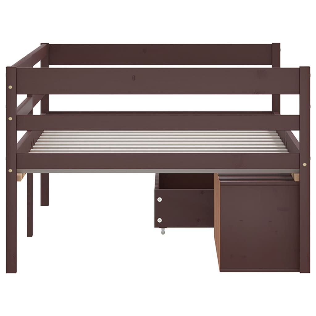 Cadre de lit avec rangement sans matelas marron foncé 90x200 cm - XIOS