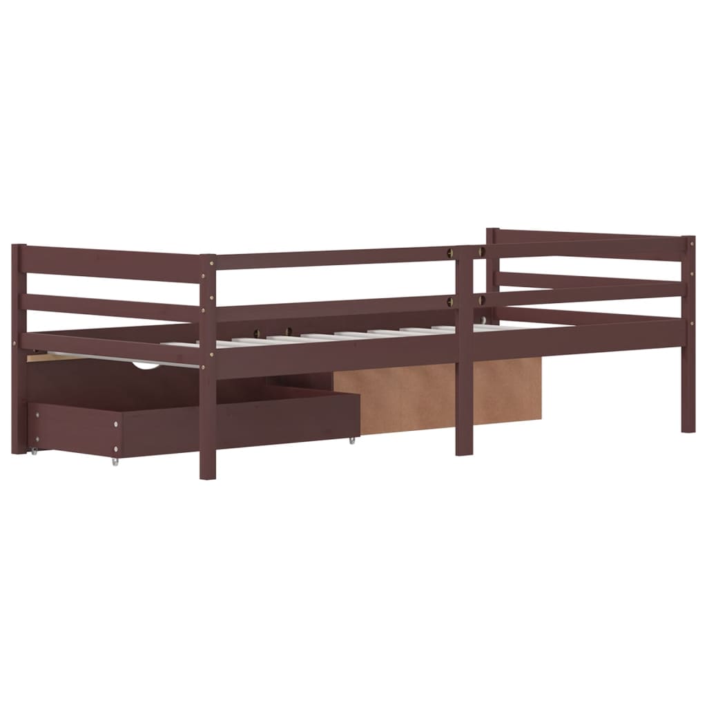 Cadre de lit avec rangement sans matelas marron foncé 90x200 cm - XIOS
