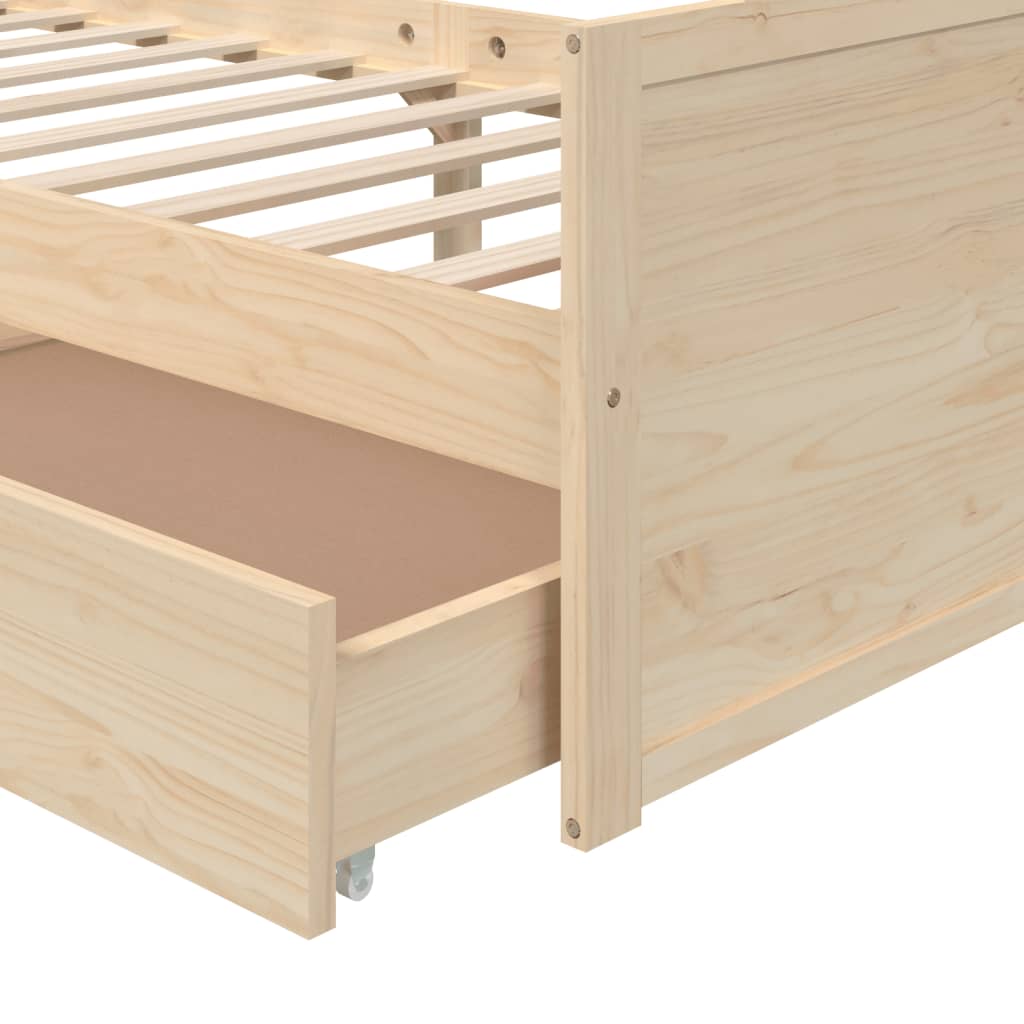 Cadre de lit avec tiroirs Bois de pin massif 90x200 cm Lits & cadres de lit vidaXL   