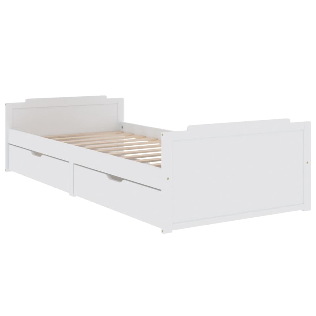 Cadre de lit sans matelas blanc bois de pin massif 90x200 cm - XIOS