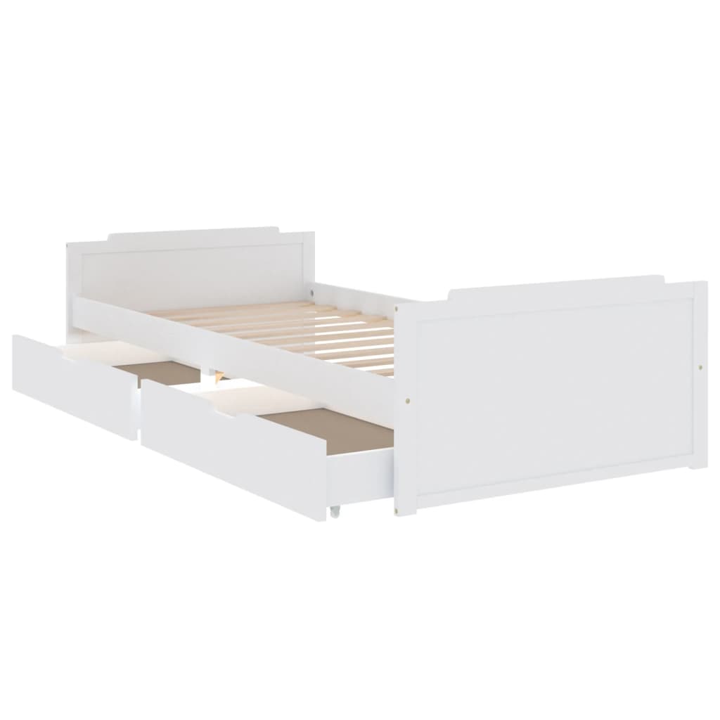 Cadre de lit sans matelas blanc bois de pin massif 90x200 cm - XIOS