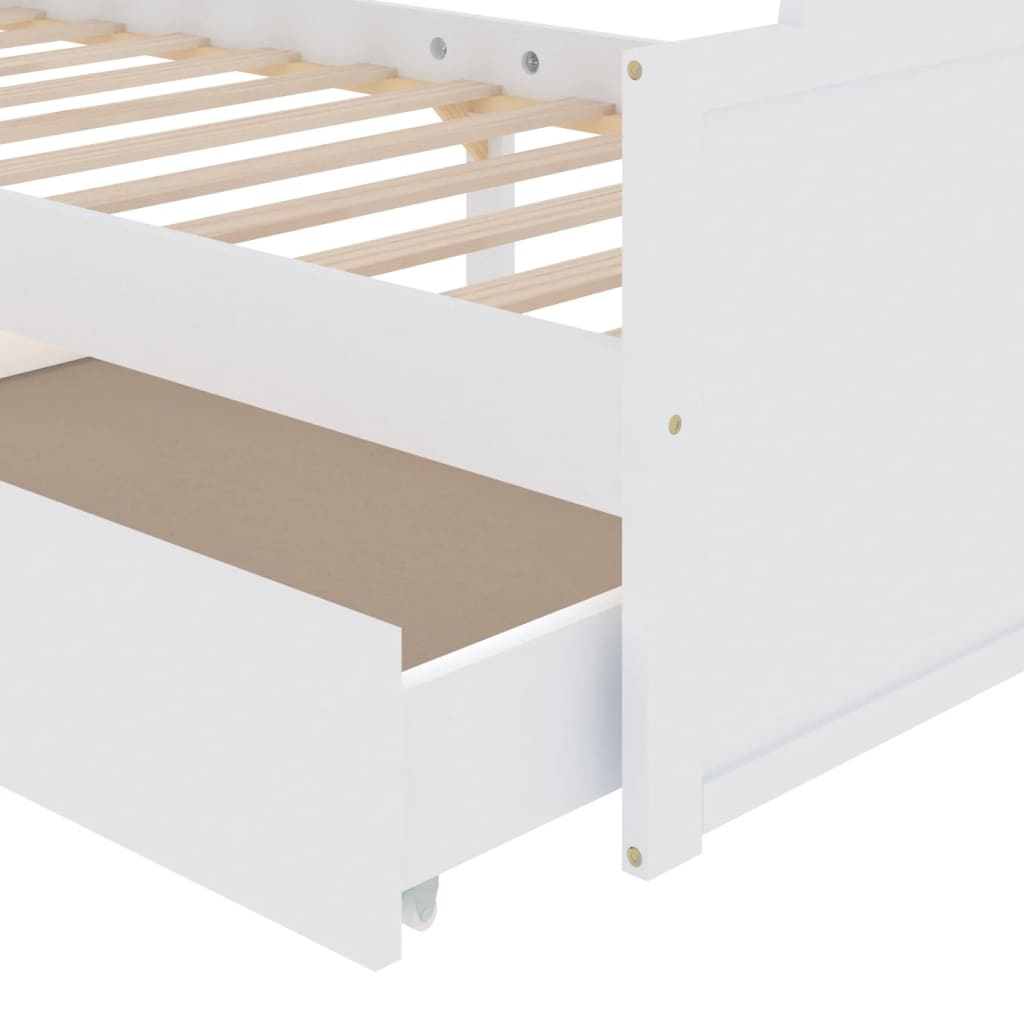 Cadre de lit sans matelas blanc bois de pin massif 90x200 cm - XIOS
