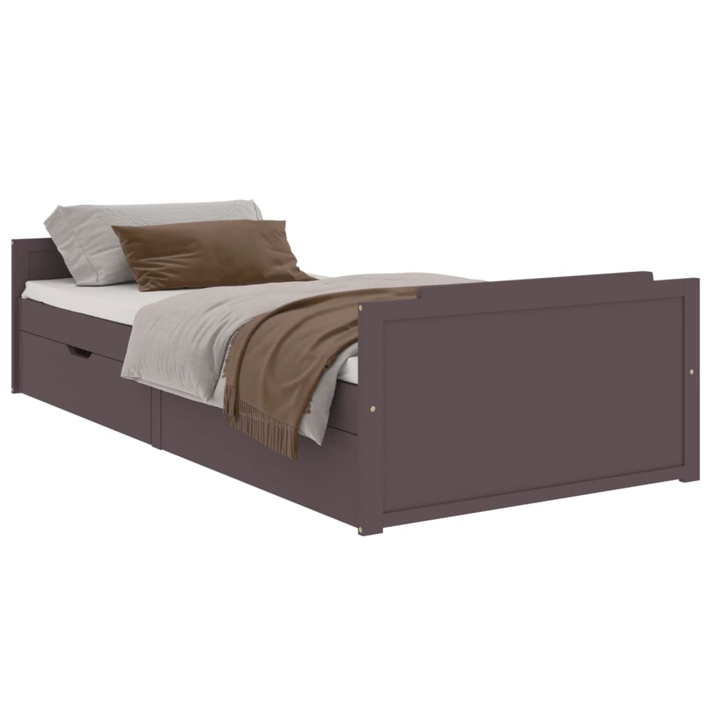 Cadre de lit sans matelas marron foncé bois pin massif 90x200cm - XIOS