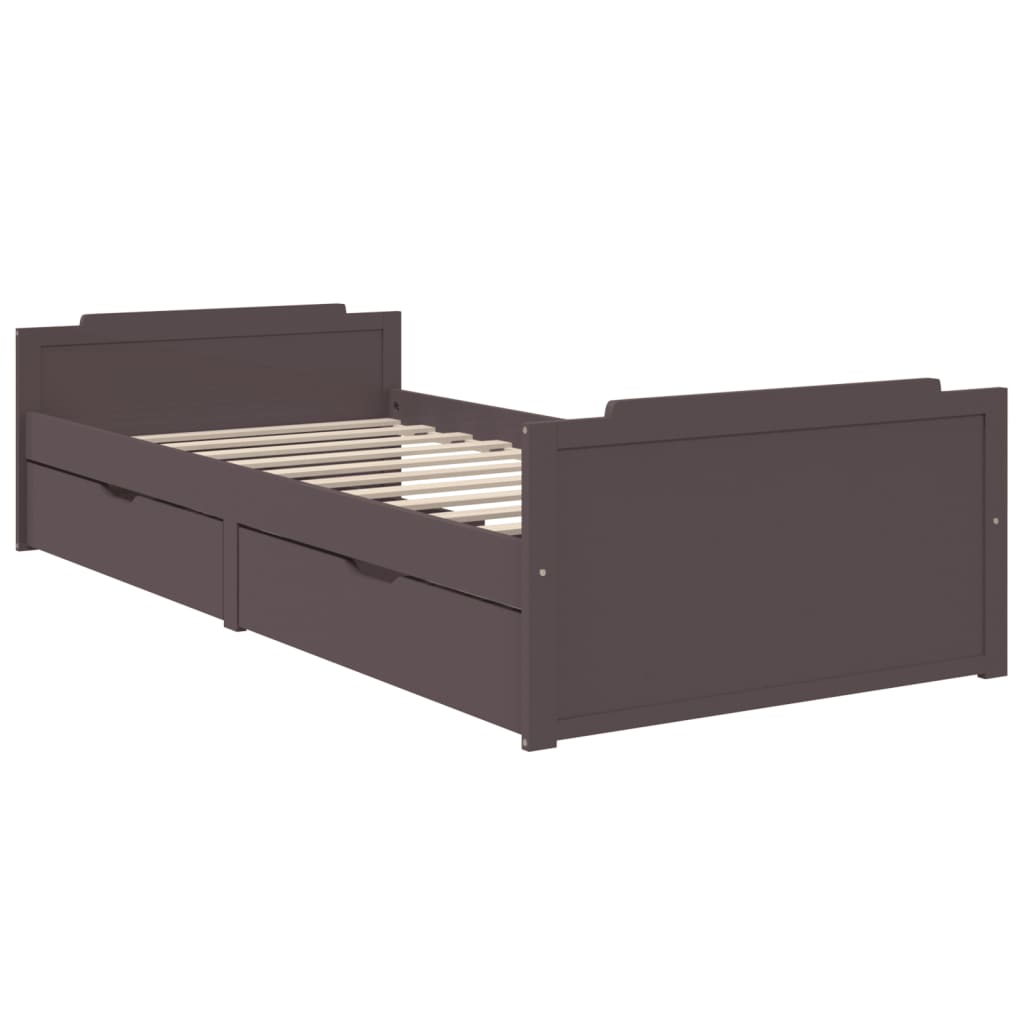 Cadre de lit sans matelas marron foncé bois pin massif 90x200cm - XIOS