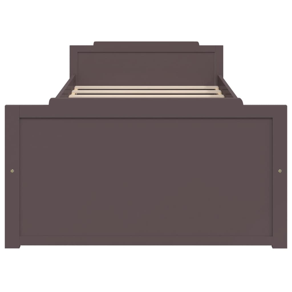 Cadre de lit sans matelas marron foncé bois pin massif 90x200cm - XIOS