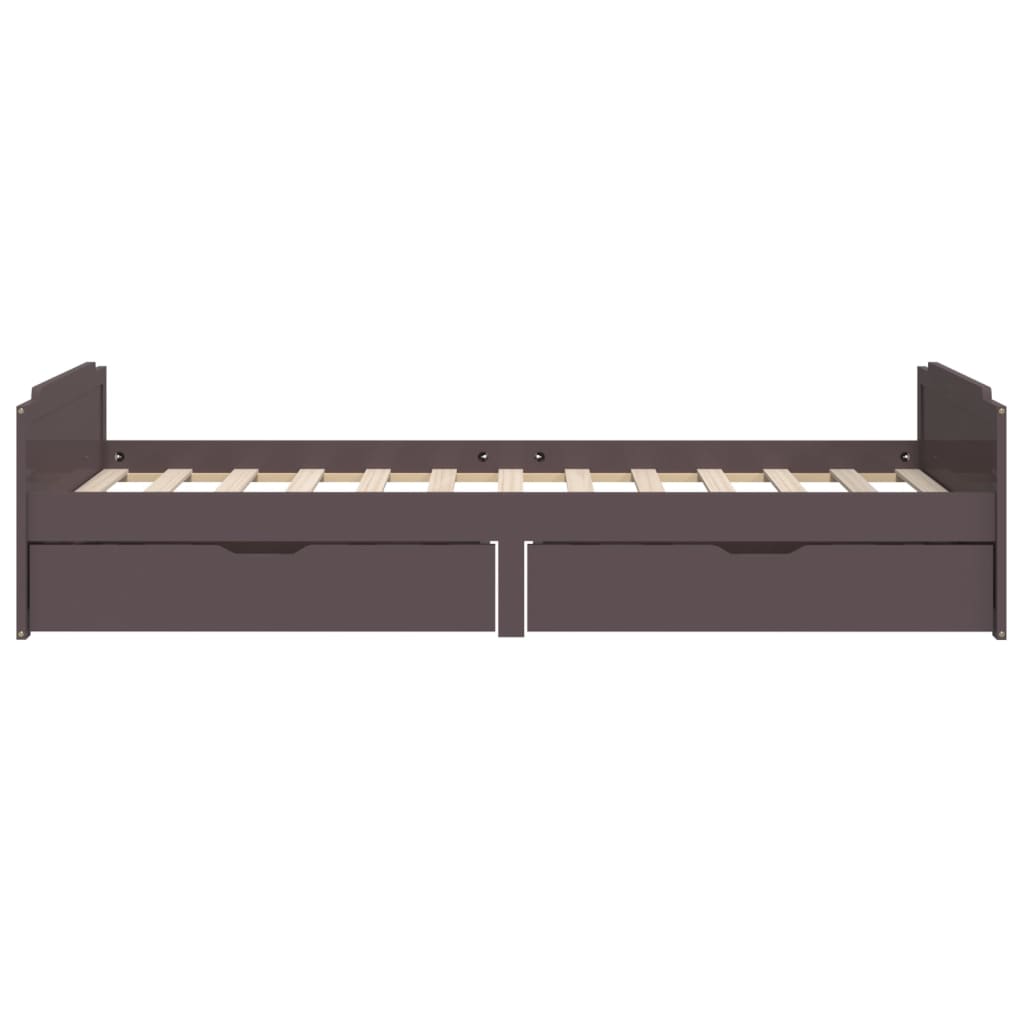 Cadre de lit sans matelas marron foncé bois pin massif 90x200cm - XIOS