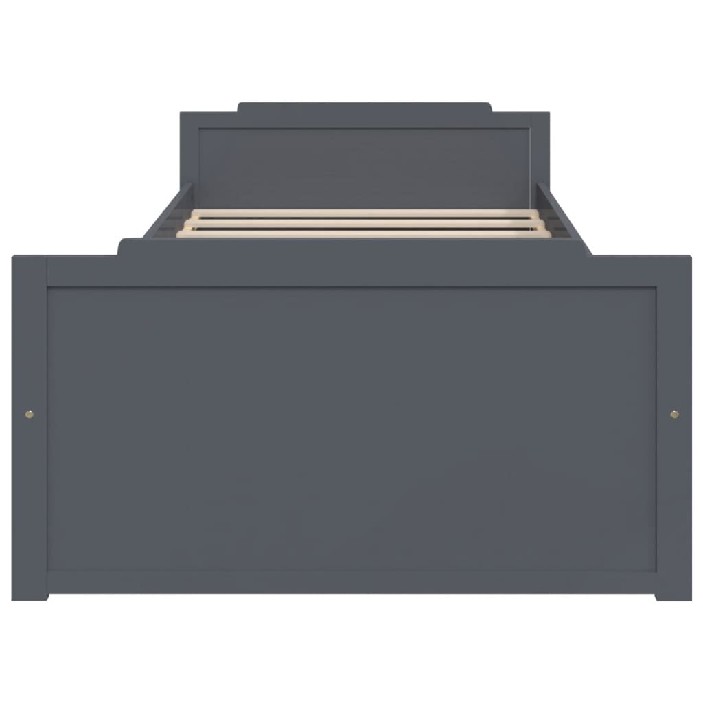 Cadre de lit sans matelas gris foncé bois pin massif 90x200cm - XIOS